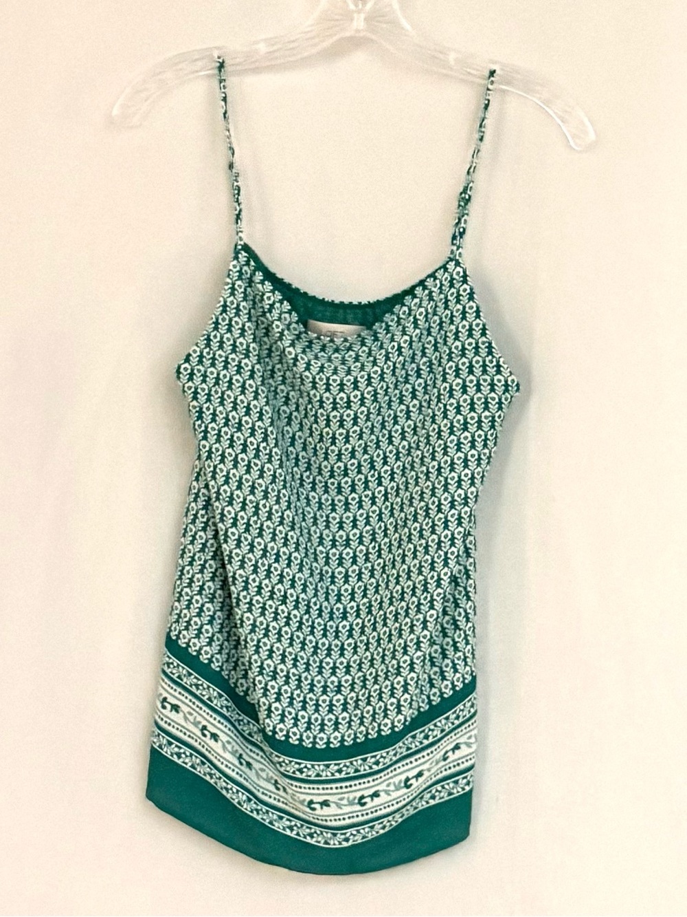 LOFT Green Patterned Spaghetti Strap Tank Top
